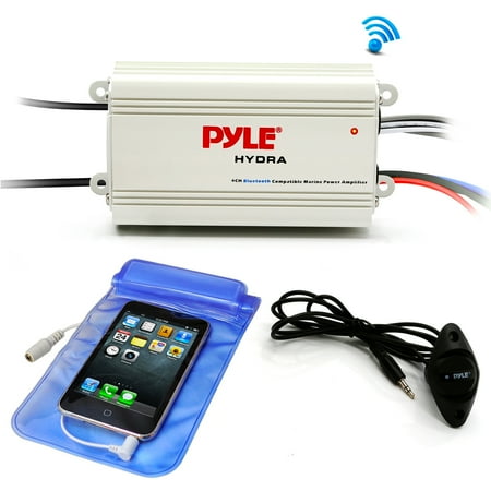 Full Auto Electronic (Pyle Auto 4-Channel Bridgeable Marine Amplifier - 200 Watt RMS 4 OHM Full Range Stereo with cord free BT & Powerful Prime Speaker - High Crossover HD Music Audio Multi)