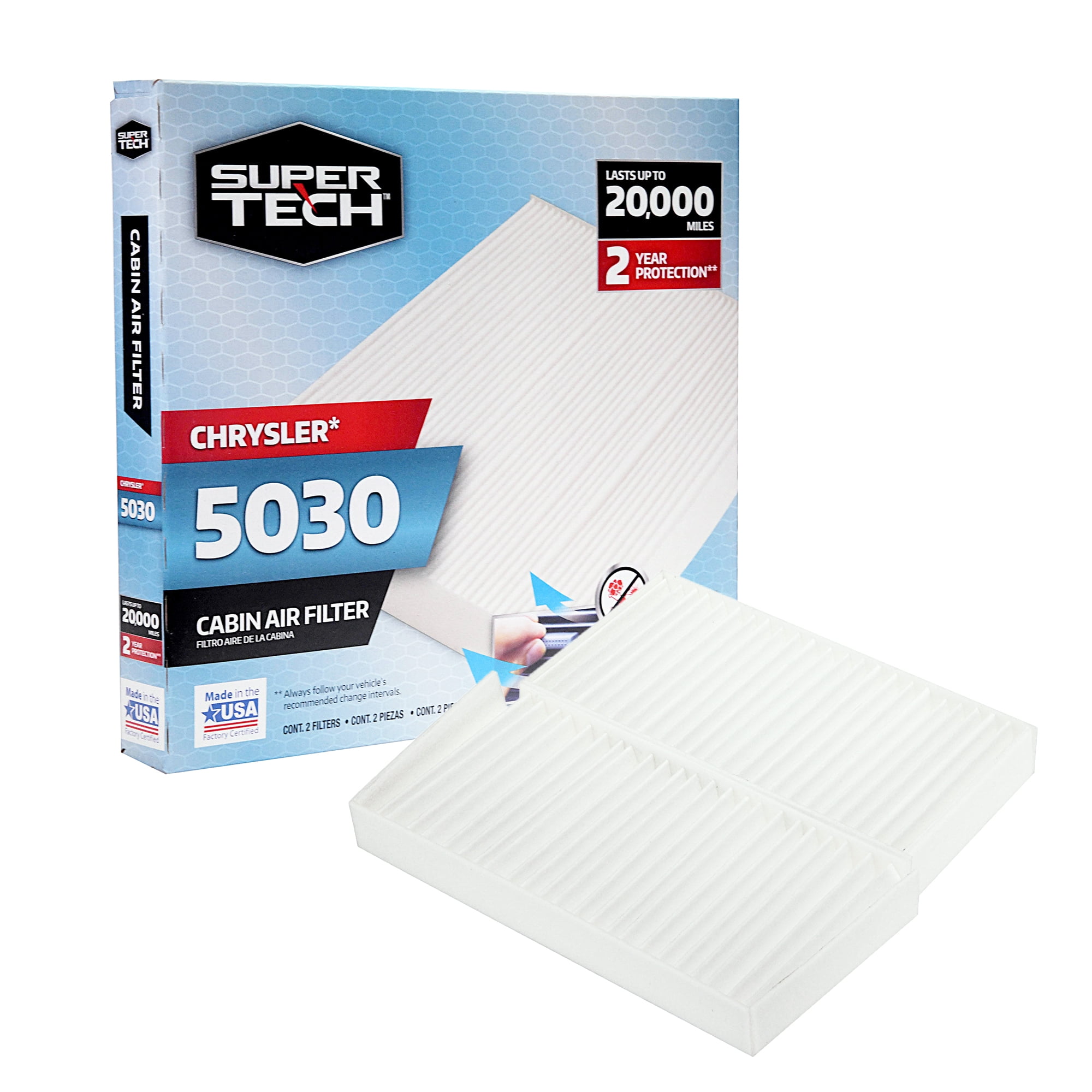 SuperTech Cabin Air Filter 5030, Replacement Air/Dust Filter for Chrysler -  