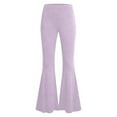 thumbnail image 2 of QATAINLAV Flared Leggings for Women High Waisted Tummy Control Yoga Pants Solid Color Casual Workout Bell Bottoms Trousers, Pink, XXL, 2 of 7