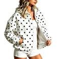thumbnail image 5 of Raeneomay Women's Polka Dot Hoodie - Zip Up Long Sleeve Pocket Jacket S-XXXL, 5 of 6
