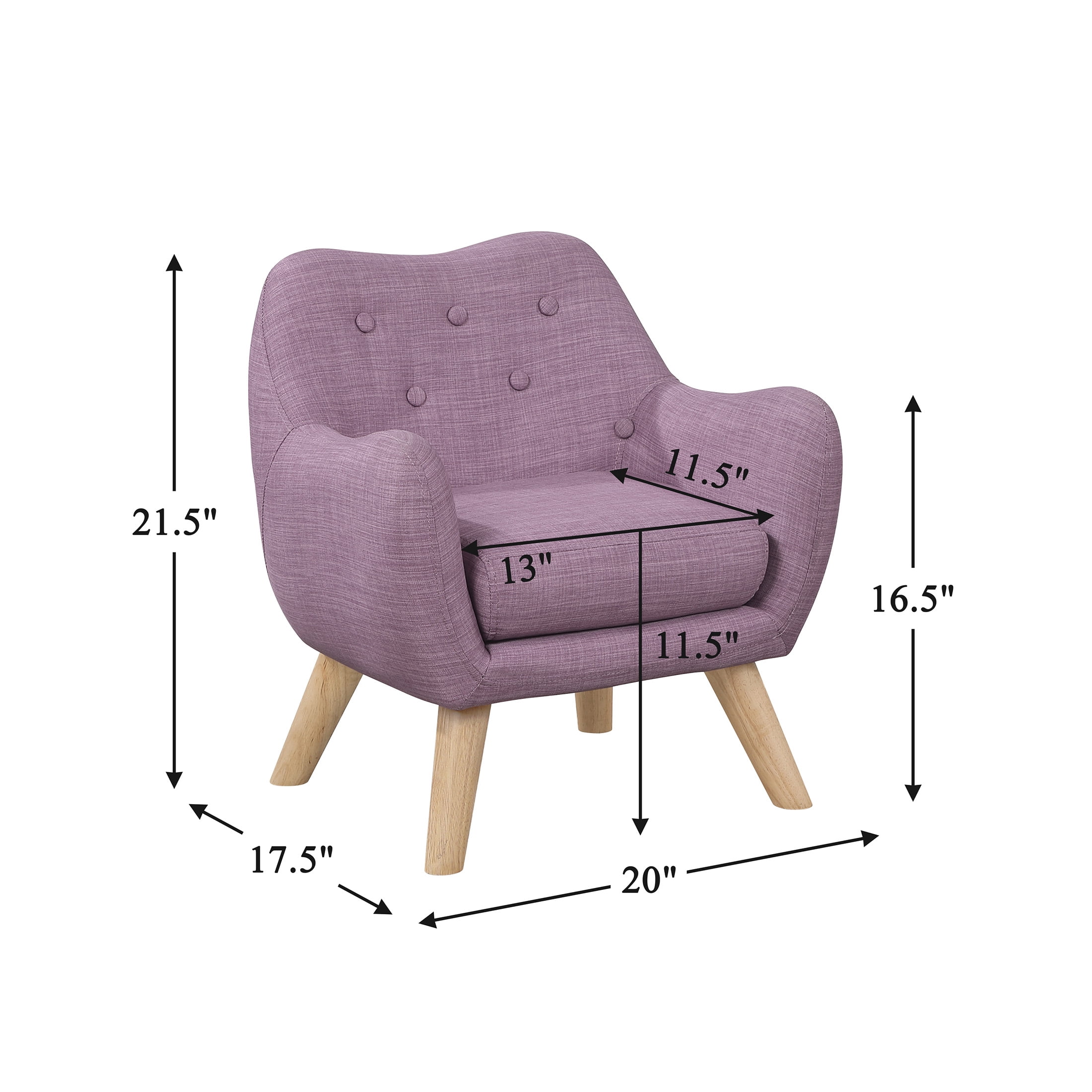 OakvillePark Fern Modern Button Tufted Textured Fabric Kid's Chair, Purple