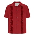 thumbnail image 6 of SGFCWSX Men's Printed Guayabera Short Sleeve Button Up Shirt Casual Cuban Collar Shirt for Tropical Summer Outfits Red Size XL, 6 of 6