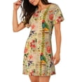 thumbnail image 2 of Easygdp Vintage Bird Camisón de manga corta para mujer, informal, estampado, 2 of 6
