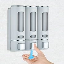 3-Chamber Wall Mount Soap Dispenser | No Drill Installation | Holds Shampoo, Conditioner & Body Wash | White Plastic Bathroom Organizer for Kitchen & Hotel Use