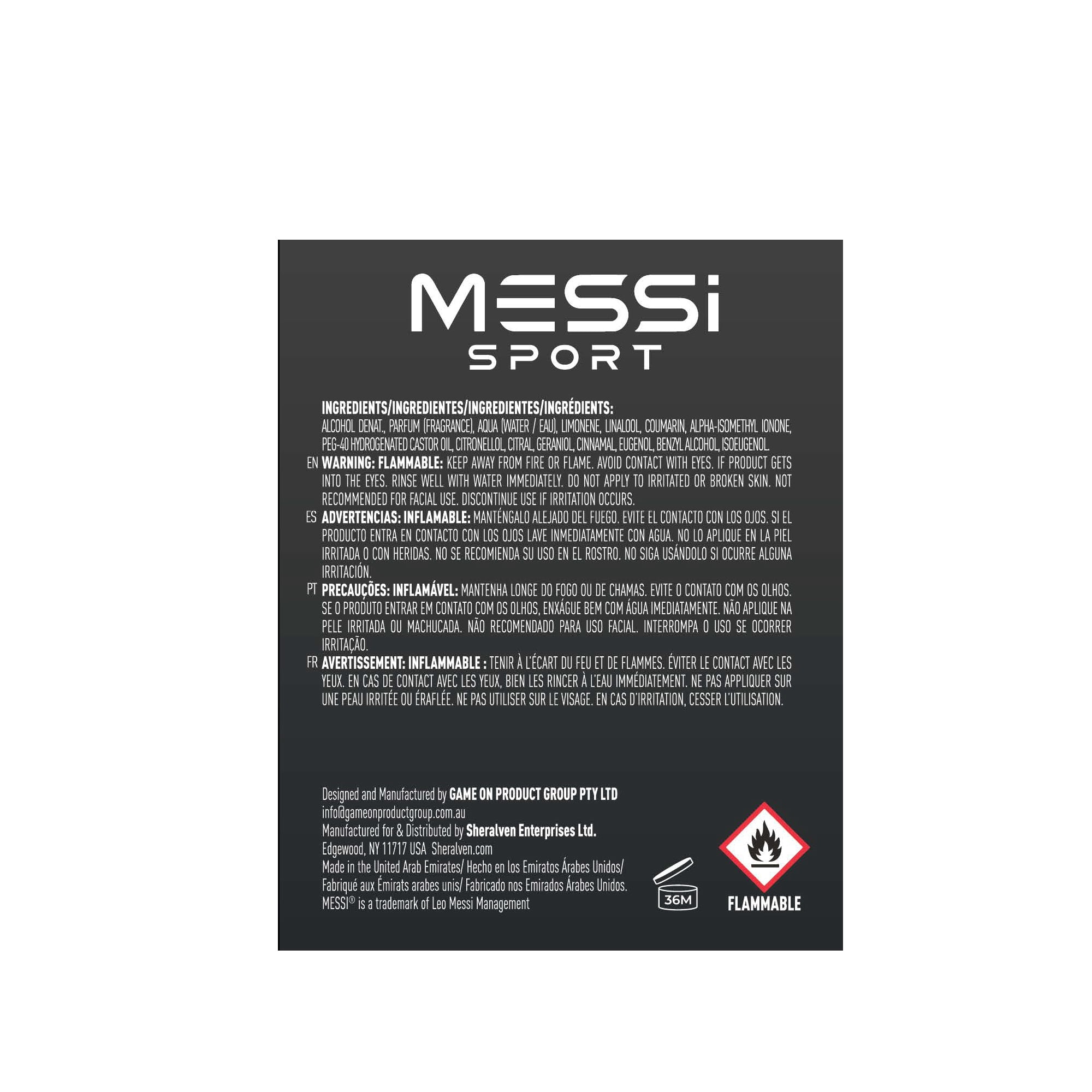 Messi Sport Black Eau De Toilette Spray 1.7 Oz for Men