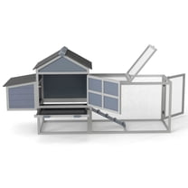 GVN Chicken Coop, Hen House, Duck Rabbit Cage,Outdoor Chicken Coop, Wooden Hen House with Nesting Box, Run, Resting Room, Ramp, Pull-Out Tray, Gray