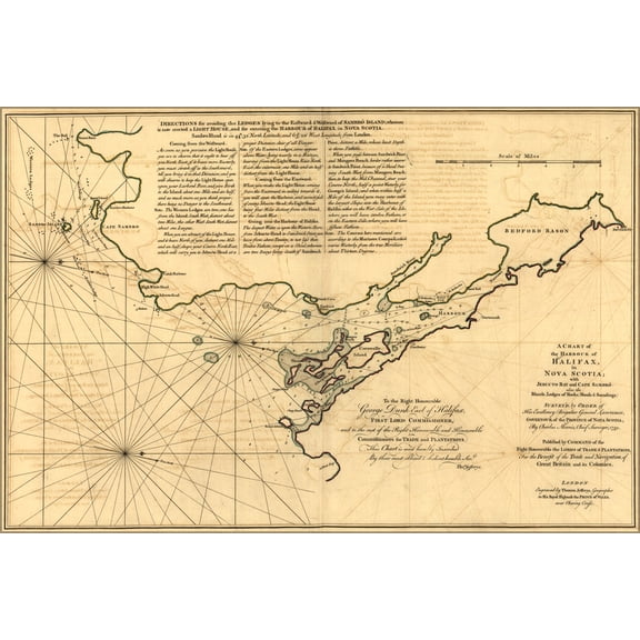 24"x36" Gallery Poster, map of Halifax harbor Nova Scotia canada 1768