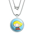 thumbnail image 1 of Superman Supergirl Cute Chibi Character 1" Pendant with Sterling Silver Plated Chain, 1 of 4