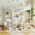 thumbnail image 4 of Costway Lit Mezzanine Double avec Lumière DEL et Prise de Courant, Étagères de Rangement de Bureau et Armoire, 4 of 10
