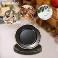thumbnail image 4 of Uxcell 12pcs Clear Charger Plates Bulk, 13" Plastic Round Charger Plates with Bead Trim Dinner Dessert Plate for Wedding Party Event Table Setting Decoration, Light Gold On Black, 4 of 6