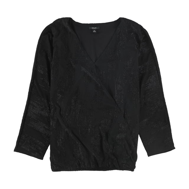 Alfani Womens Textured Pullover Blouse black L