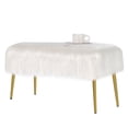 thumbnail image 1 of Costway Fauxfur Ottoman Bench Modern Vanity Bench Stool w/ Golden Legs White, 1 of 10