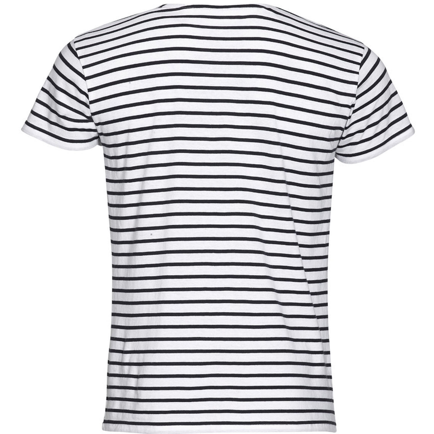 SOLS Men's Miles Striped Short Sleeve T-Shirt - White/Red, Size Small, 100% Cotton