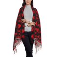 thumbnail image 2 of Rateoe Red Skulls 2 Women's Traditional Scarf Wrap Tassel Shawl Fringes Neck Head Shawl Retro Scarf, 2 of 8