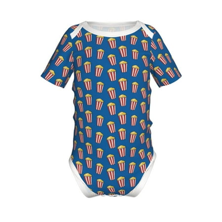 

Adobk Cute Popcorn Print Baby Climbing Clothes Jumpsuit Rompers Classic Rompers Child Short sleeve Bodysuits-9M