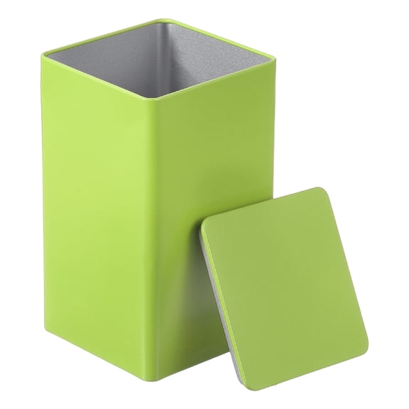 Uxcell Rectangular Tin Box Metal Storage Tin Box Portable Storage Container with Lid for Tea Candy Treats Gift Green