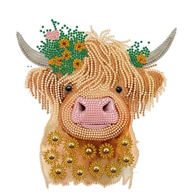 (YXC659) Resina Con Forma Especial Highland Yak Diamante Parcial 30*30CM