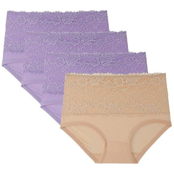 Ruimatai 4PC Women's High Waisted Shapewear Panties Lace Body Shaper Shorts Breathable Comfortable Underwear for Daily Wear
