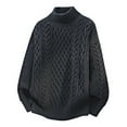 thumbnail image 4 of Men's Turtleneck Cable Knit Sweater Long Sleeve Chunky Casual Pullover Top, 4 of 5