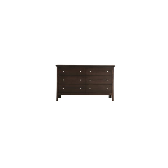 6-Drawer Dresser - Espresso Finish Storage Chest - Modern Bedroom Furniture - 59" Wide