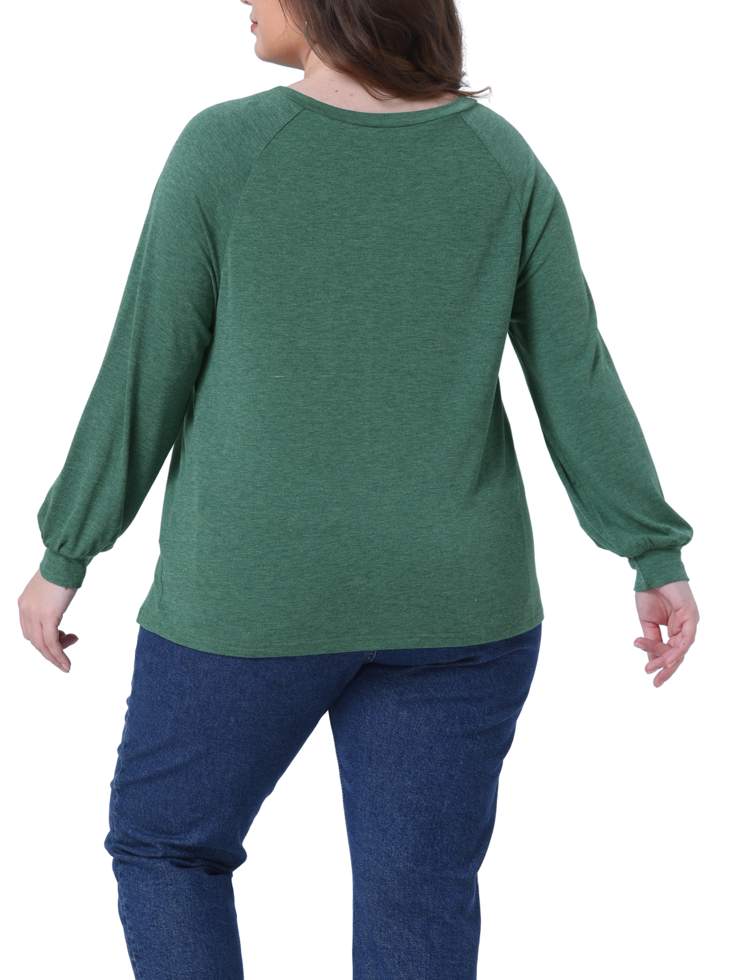DARING DIVA Women's Plus Tunic Crew Neck Pleated Casual Blouse 1X Green