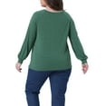 thumbnail image 4 of DARING DIVA Women's Plus Tunic Crew Neck Pleated Casual Blouse 3X Green, 4 of 6
