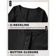 thumbnail image 4 of Aivtalk Womens Pajama Romper Ribbed Sexy Sleepwear One Piece Button Down Front Jumpsuit Shorts Bodycon Long Sleeve Knitted Bodysuit Unitard V Neck Y2k Workout Set Overall Outfit Black L, 4 of 7