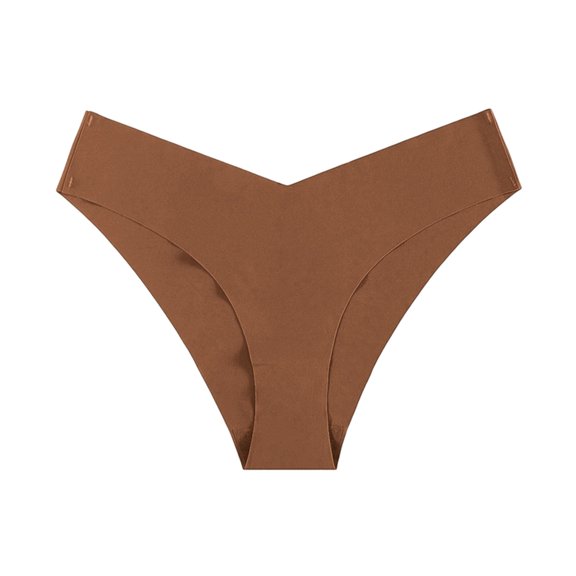 Ohufall Seamless Thong Low Waist Plus Size Briefs Breathable Lightweight Panties