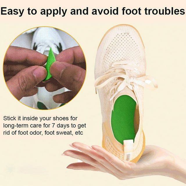 Deodorizing Insole Stickers,Eliminates Odor and Absorbs Foot Sweat with Refreshing Plant Extracts,Non-Woven Fabric Traceless Adhesive,10pc Pack for Shoes and Socks