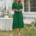 thumbnail image 6 of Whlbf Dresses Clearance Womens Round-Neck Casual Short Sleeve Solid Waisted Layer Chiffon Dresses With Belt, 6 of 6