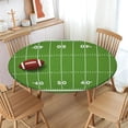 thumbnail image 2 of American Football Field Round Fitted Tablecloth with Elastic Edge,Waterproof Wipeable Green Grass Rugby Ball Sport Themed Table Cover for 48-52" Stretch Table Cloth for Dinner Indoor Outdoor Party, 2 of 8