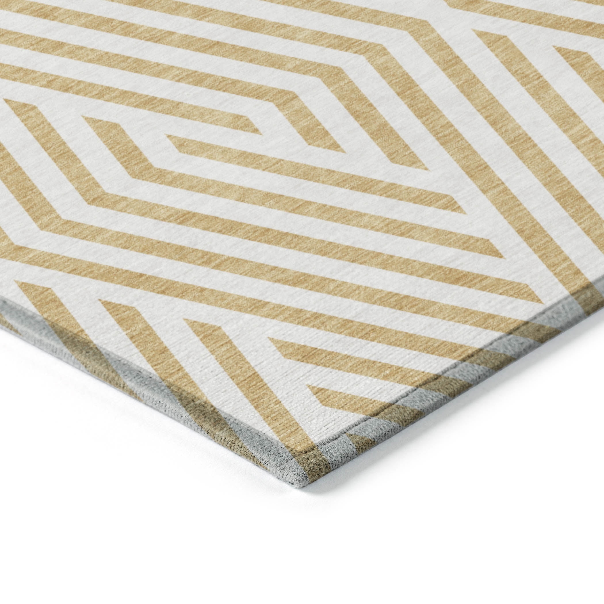 Addison Rugs Chantille Indoor/Outdoor Transitional Geometric Gold Washable Rectangle Rug, 3' x 5'