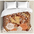 thumbnail image 1 of Boho Decor Queen Size Duvet Cover Set, Hippie Indian Decor with Flowers and a women with Hair Standing in the Middle Print, Decorative 3 Piece Bedding Set with 2 Pillow Shams, Brown, by Ambesonne, 1 of 3
