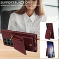 thumbnail image 4 of Decase Crossbody Shoulder Zipper Wallet Case for Samsung Galaxy S22 Plus,Stylish Flip Leather Wallet with Credit Card Holder Strap Lanyard Women Girl Purse Kickstand Cover,Winered, 4 of 8