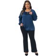 thumbnail image 3 of DARING DIVA Women's Plus Dressy Blouse Tie Front Elegant Shirt 4X Navy Blue, 3 of 6