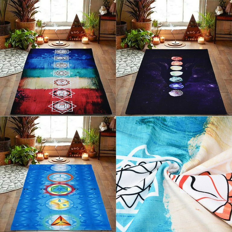 Yirtree Rainbow Chakra Yoga Mat Sunscreen Shawl Hippy Boho Gypsy 57.09 x  28.35 