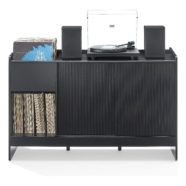 Crosley Furniture Armoire pour Tourne-Disque Arden avec Rangement pour Vinyles, Noir