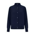 thumbnail image 5 of FRSASU Women's Sweaters Lightweight Fall Winter Casual Long Sleeve Crewneck Button up Coats Navy, 5 of 8