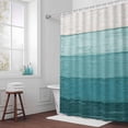 thumbnail image 5 of Teal Wood Grain Fabric Shower Curtain Rustic Ombre Wooden Stripes Washable Shower Curtains for Bathroom, Waterproof Bath Curtain with Hooks Home Decor 72x84in, 5 of 8