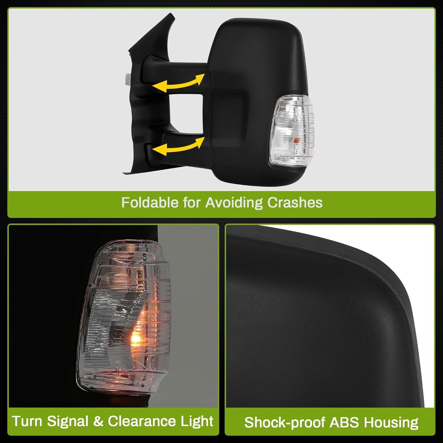 LEDKINGDOMUS Left Side Passenger Mirror Compatible with 2015-2023 Ford Transit 250 350 Power Heated Mirror, Door mirror with Amber Turn Light