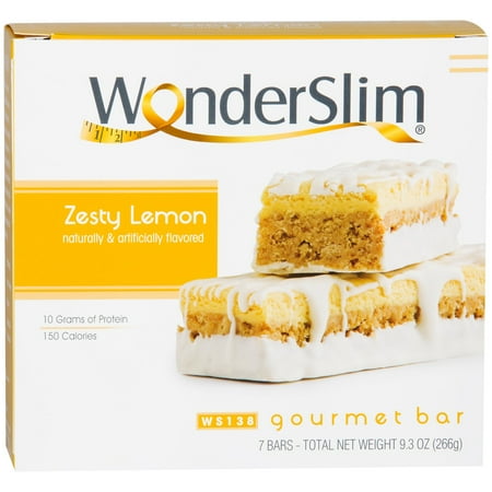WonderSlim Low-Carb Gourmet High Protein Bar / Diet Bars with 10g Protein - Trans Fat Free, Cholesterol Free, Zesty Lemon (7 count)