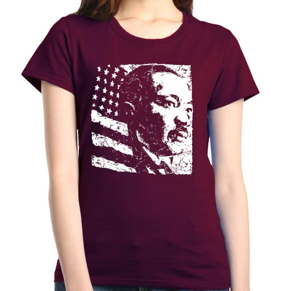 Shop4Ever Women's Martin Luther King Jr. Graphic T-Shirt X-Large Maroon