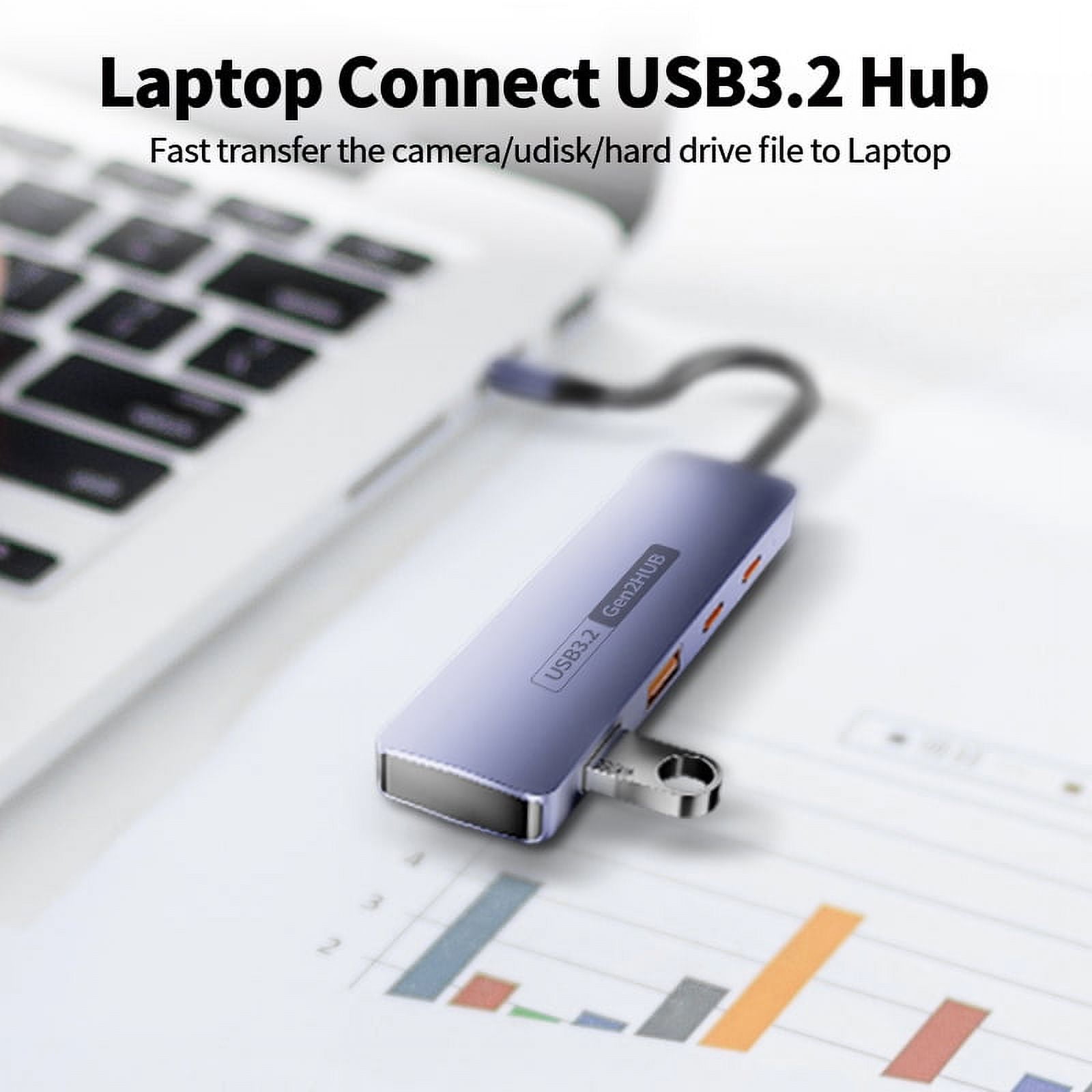 DOONJIEY USB C 3.2 Hub 10Gbps 4 Port Type C 3.2 Gen 2 Data Ports Docking Station Adapter Splitter for MacBook Air/Pro iPhone 15