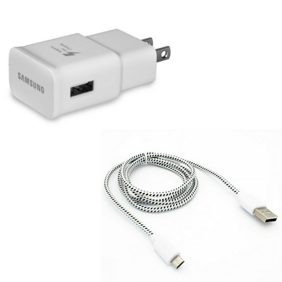 Adaptive Fast Home Charger w MicroUSB 10ft USB Cable R5Q for LG Optimus Zone 3, X Power, K20 V, Premier Pro LTE, L70, G Pro Lite, 2, K8 V, Phoenix Plus, Vista, F6, Stylo 2 V Plus, G3 Vigor