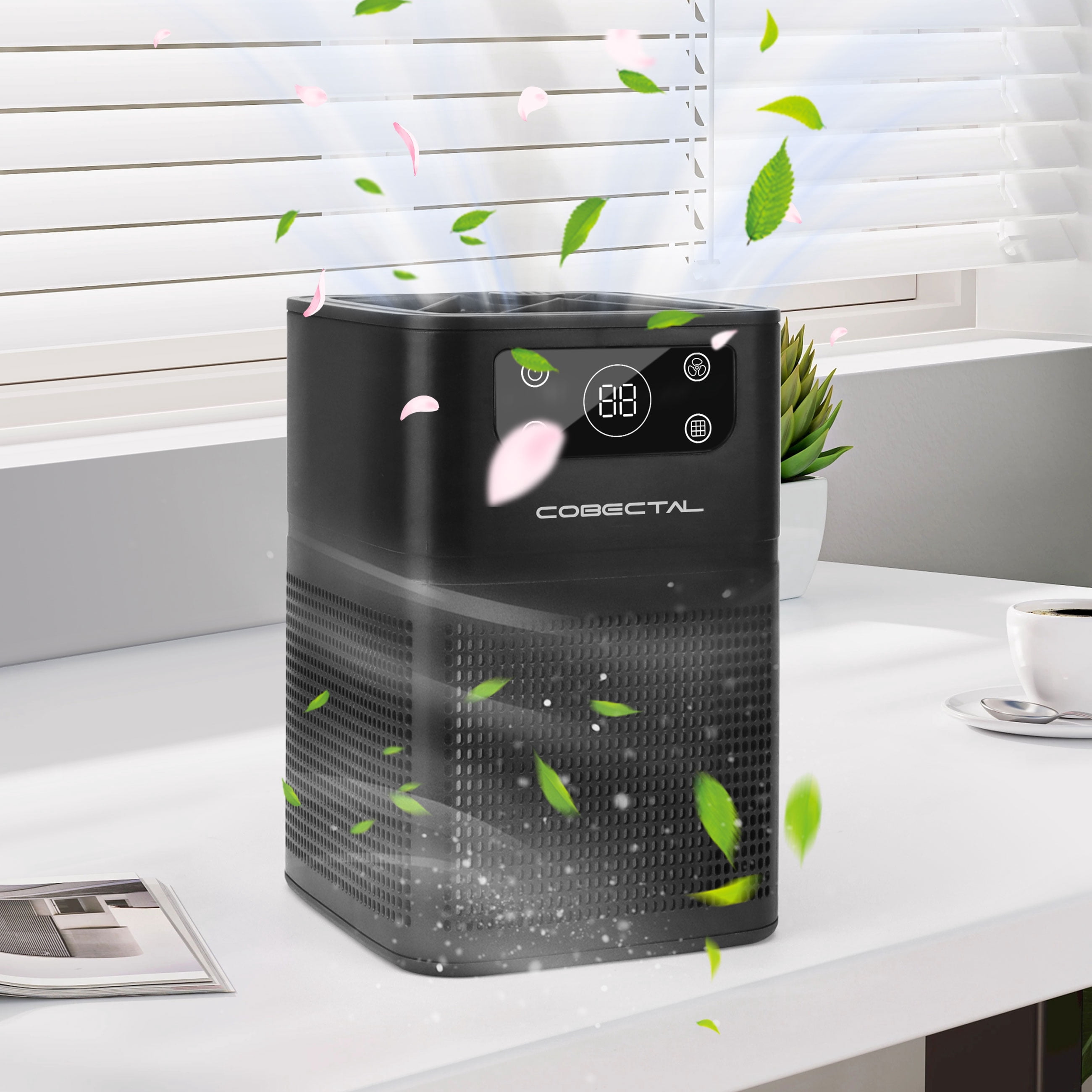 Cobectal Air Purifier for Home, H13 HEPA Air Filter, Removes Pet Dander and Odor, Black, ZQA-3000A