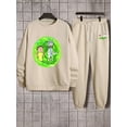 thumbnail image 4 of 2 piezas de chándal informal para hombre, sudaderas con gráficos de dibujos animados y pantalones de chándal con cordón, 4 of 4