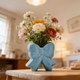 thumbnail image 2 of ERTZAE Home Office Decor,Bathroom Storage Canister,Ceramic Desk Holder,Cute Desk Decor,Chic Vanity Holder,Mini Ceramic Bow Vase 4.9x4.9in - Small Farmhouse Flower Vase for Table Shelf Home Decor Blue, 2 of 9