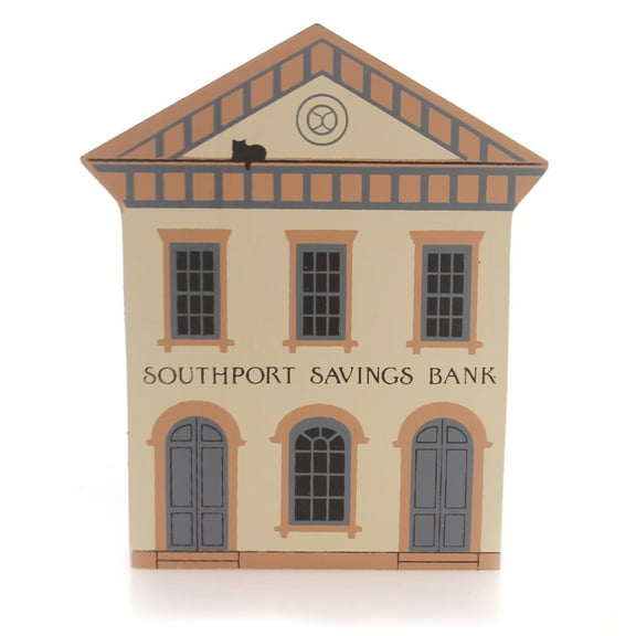 Cat's Meow Village 5.00In Southport Bank, Wood, Series V 5 Retired 0507-00
