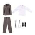 thumbnail image 3 of Ropa de figura masculina a escala 1/6, traje completo, ropa informal, elegante, pantalones de vestir, abrigo de disfraz para muñecos masculinos de gris claro, 3 of 9