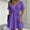 Purple, variant on Women's Summer Cotton Linen Wrap V-Neck Mini Dress Short Sleeve Waist Tie Flowy A-Line Casual Swing Dress for Beach Daily Wear Purple M(M)